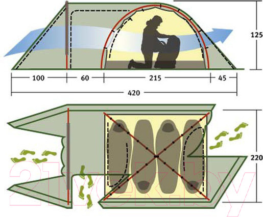 Изображение товара Палатка Alexika Tower 4 Plus Fib / 9126.4801