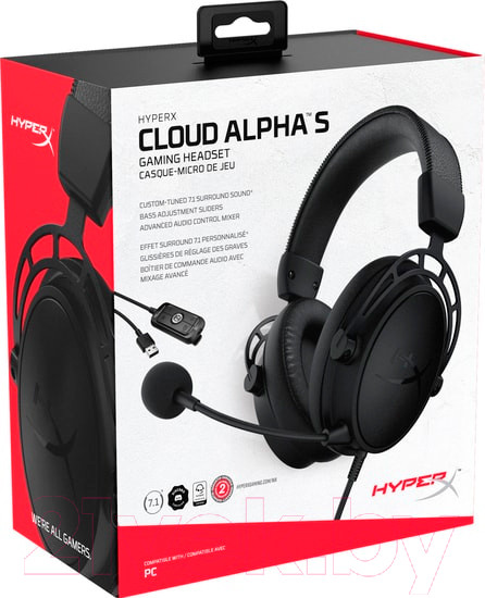 Изображение товара Наушники-гарнитура HyperX Cloud Alpha S Blackout / HX-HSCAS-BK