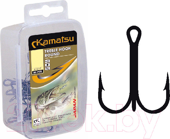 Изображение товара Набор крючков рыболовных KAMATSU Treble Hook Round K-077 № 04 / 514400304 (20шт)
