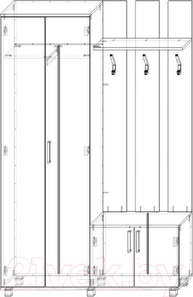 Изображение товара Секция в прихожую Modern Лира (серый дуб/белый)