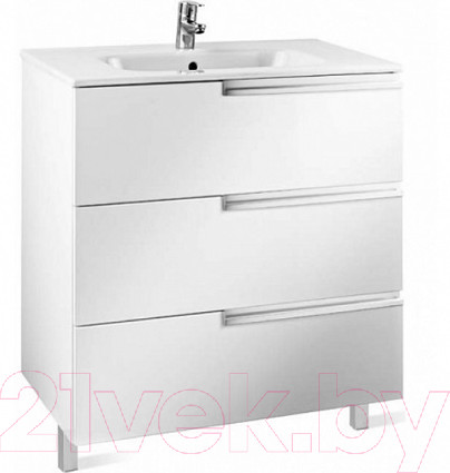 Изображение товара Тумба с умывальником Roca Victoria Nord Ice 80 / 732799C000 + ZRU9302835 (белый, 3 ящика)