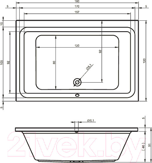 Изображение товара Ванна акриловая Riho Castello 180 / BB77005 (с ножками)