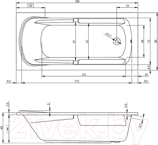 Изображение товара Ванна акриловая Riho Future XL Calgary New 190 / BC32005