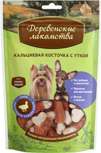 Изображение товара Лакомство для собак Деревенские лакомства Кальциевая косточка с уткой (55г)