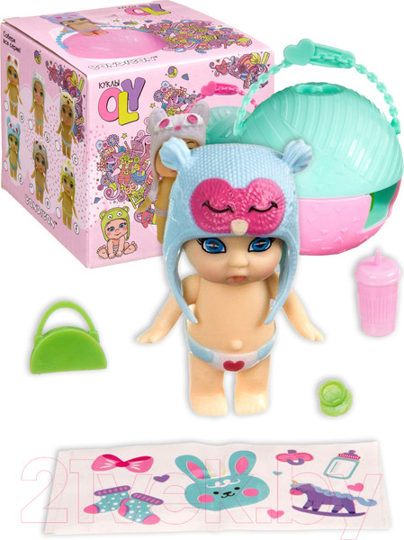 Изображение товара Кукла с аксессуарами Bondibon OLY в шапочке-ушанке с животным / ВВ3890