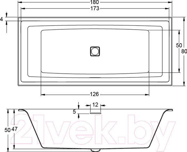 Изображение товара Ванна акриловая Riho Still Square 180 / BR01005 (с ножками)