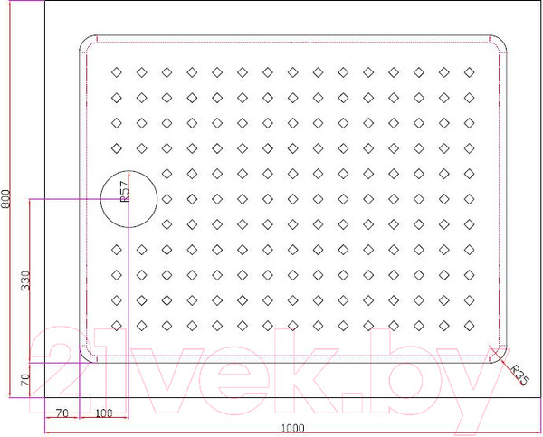 Изображение товара Душевой поддон Cezares TRAY-A-AH-100/80-15-W