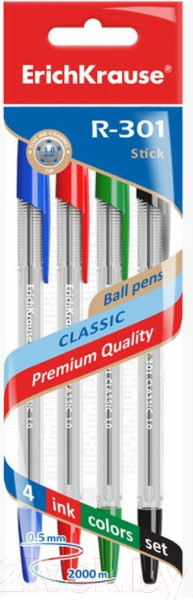 Изображение товара Набор шариковых ручек Erich Krause R-301 / 44593 (4шт)