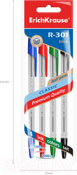 Изображение товара Набор шариковых ручек Erich Krause R-301 / 44593 (4шт)