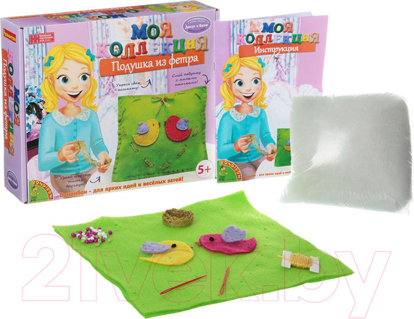 Изображение товара Набор для шитья Bondibon Шьем из фетра. Подушка- птички / ВВ1243