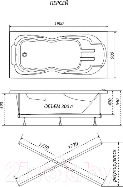 Изображение товара Ванна акриловая Triton Персей 190x90 (с каркасом)