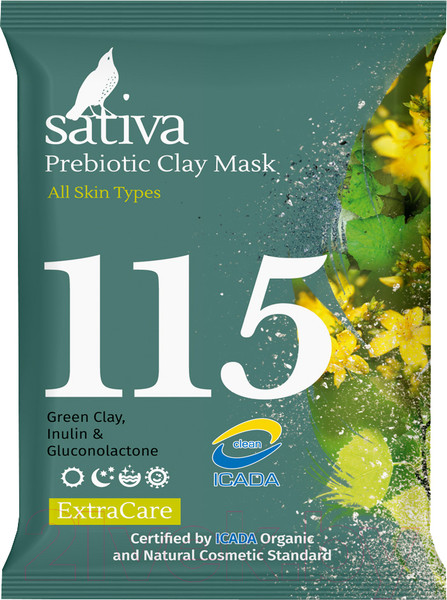 Изображение товара Маска для лица сухая Sativa №115 минеральная с пребиотиком