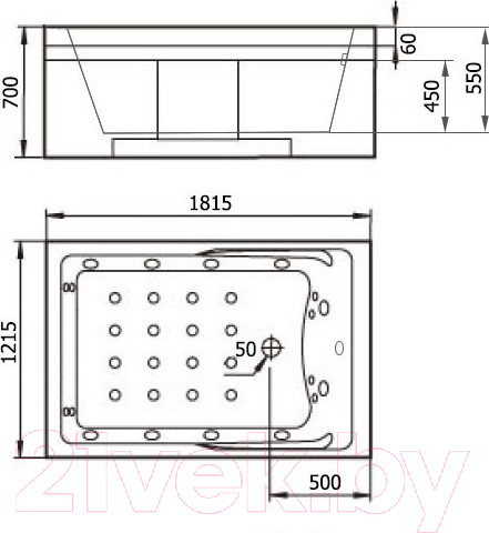Изображение товара Ванна акриловая Gemy G9061 K L 181x121 (с гидромассажем)