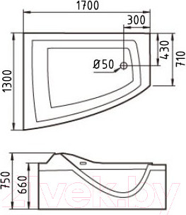 Изображение товара Ванна акриловая Gemy G9056 K L 170x130 (с гидромассажем)