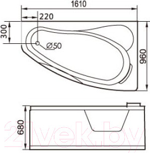 Изображение товара Ванна акриловая Gemy G9046 B R 161x96 (с гидромассажем)