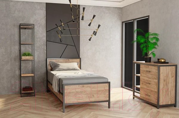 Изображение товара Комод Millwood Neo Loft К-1.1 СМ Л (дуб табачный Craft/металл черный)