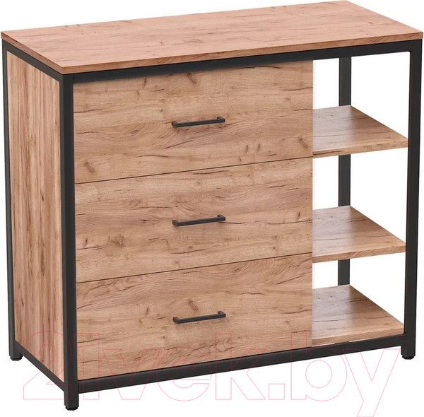 Изображение товара Комод Millwood Neo Loft К-1.1 СМ Л (дуб табачный Craft/металл черный)