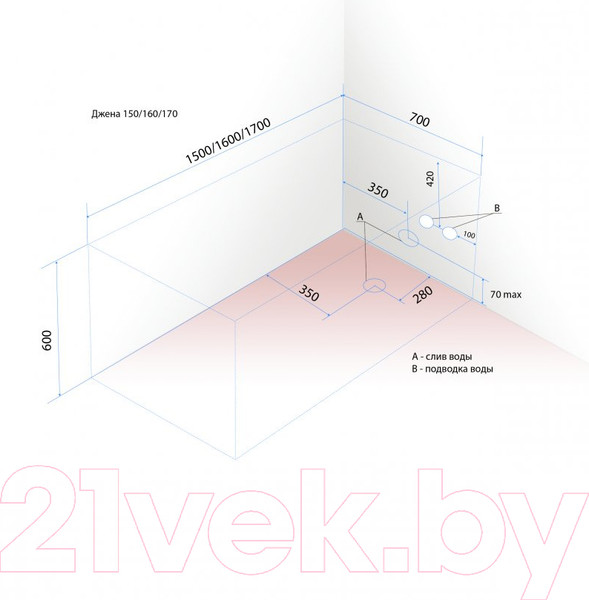 Изображение товара Ванна акриловая Triton Джена 150x70