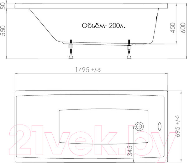 Изображение товара Ванна акриловая Triton Джена 150x70