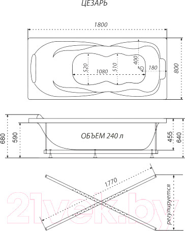 Изображение товара Ванна акриловая Triton Цезарь 180x80 (с каркасом)