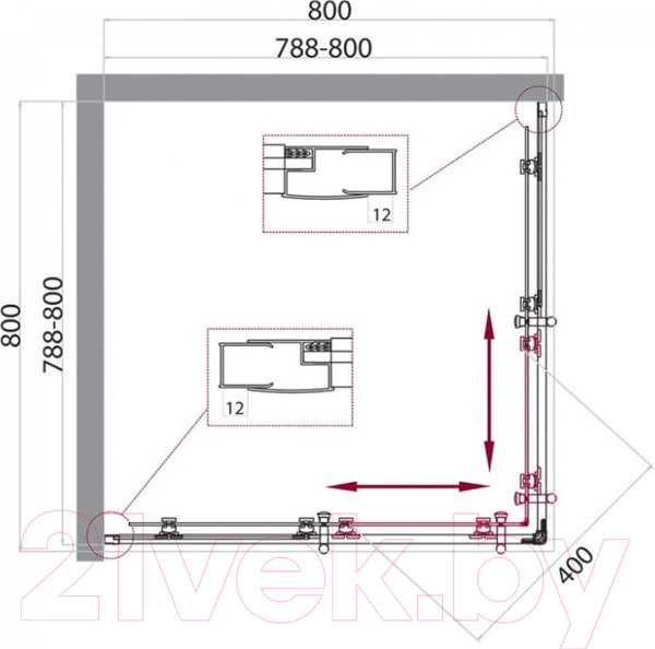 Изображение товара Душевой уголок BelBagno UNO-195-A-2-80-P-Cr