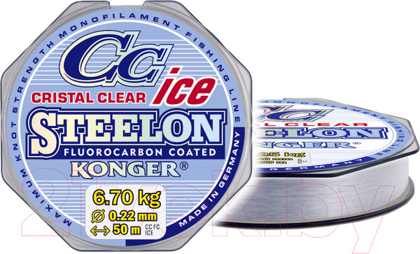 Изображение товара Леска монофильная Konger Steelon Crictal Clear Fluorocarbon Ice 0.25мм 50м / 239050025