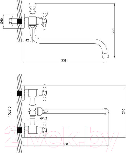 Изображение товара Смеситель Эверест 1/2 B22-351