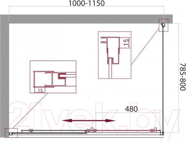 Изображение товара Душевой уголок BelBagno UNIQUE-AH-1-100/115-80-C-Cr
