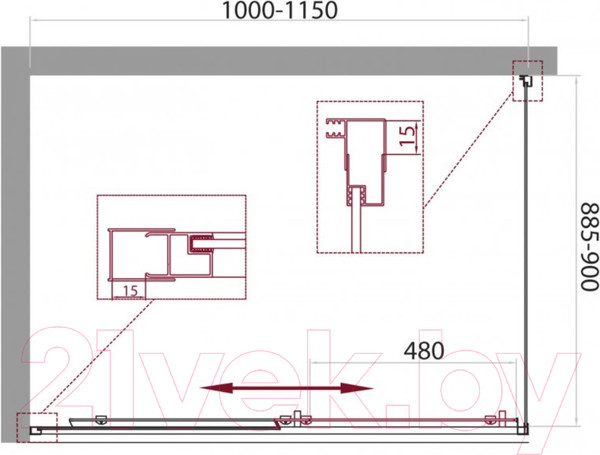 Изображение товара Душевой уголок BelBagno UNIQUE-AH-1-100/115-90-C-Cr