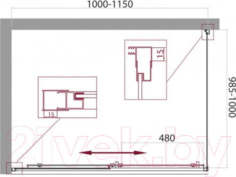 Изображение товара Душевой уголок BelBagno UNIQUE-AH-1-100/115-100-C-Cr