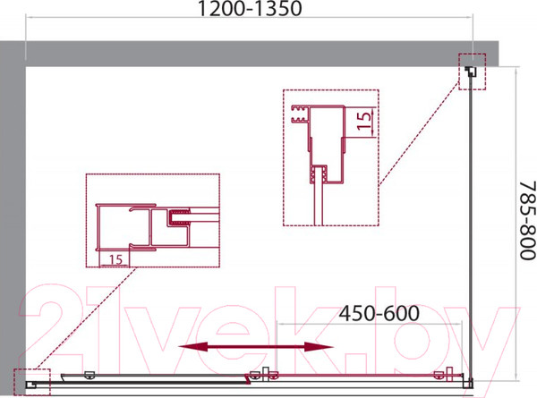 Изображение товара Душевой уголок BelBagno UNIQUE-AH-1-120/135-80-C-Cr