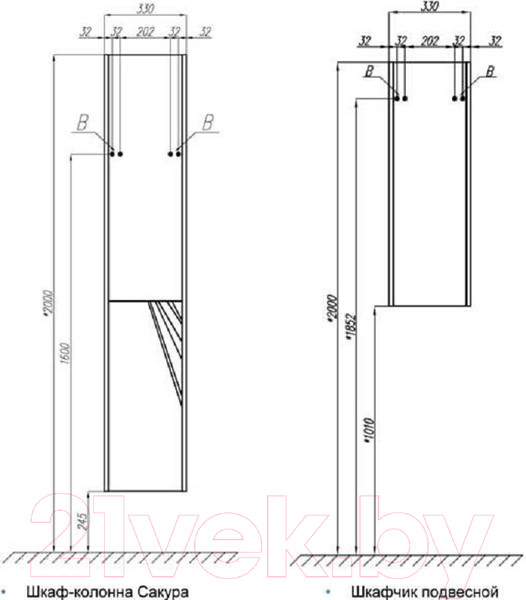 Изображение товара Шкаф-пенал для ванной Акватон Сакура (1A219903SKW8R)