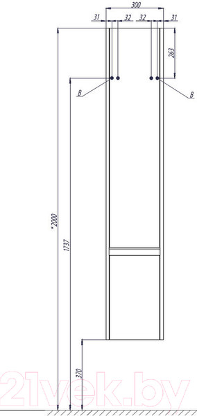 Изображение товара Шкаф-пенал для ванной Акватон Капри (1A230503KP01L)