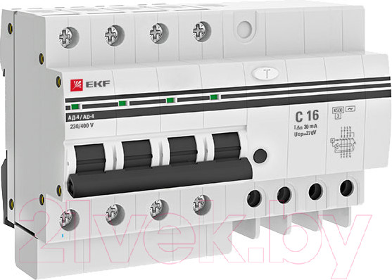 Изображение товара Дифференциальный автомат EKF PROxima АД-4 16А/30мА / DA4-16-30-pro