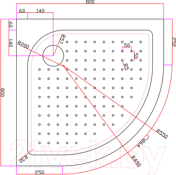 Изображение товара Душевой поддон Cezares TRAY-A-R-80-550-15-W