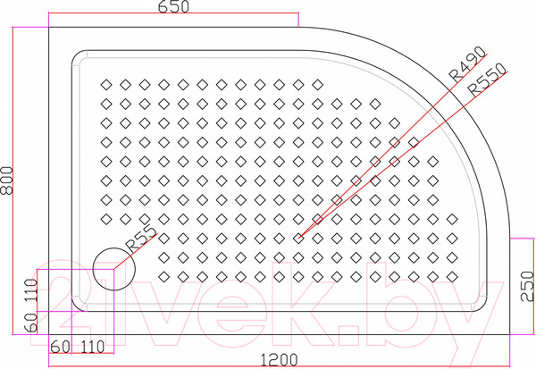 Изображение товара Душевой поддон Cezares TRAY-A-RH-120/80-550-15-W-L