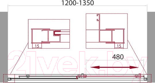 Изображение товара Душевая дверь BelBagno UNIQUE-BF-1-120/135-C-Cr