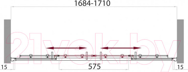Изображение товара Стеклянная шторка для ванны BelBagno UNO-VF-2-170/145-C-Cr