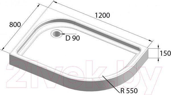 Изображение товара Душевой поддон BelBagno TRAY-BB-RH-120/80-550-15-W-L