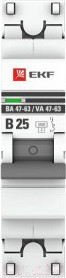 Изображение товара Выключатель автоматический EKF PROxima ВА 47-63 1P 25А (B) 4.5kA / mcb4763-1-25B-pro