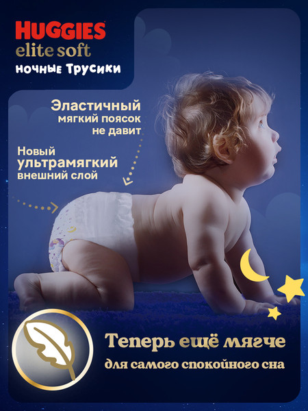 Изображение товара Подгузники-трусики детские Huggies Elite Soft Overnites 3 (23шт)