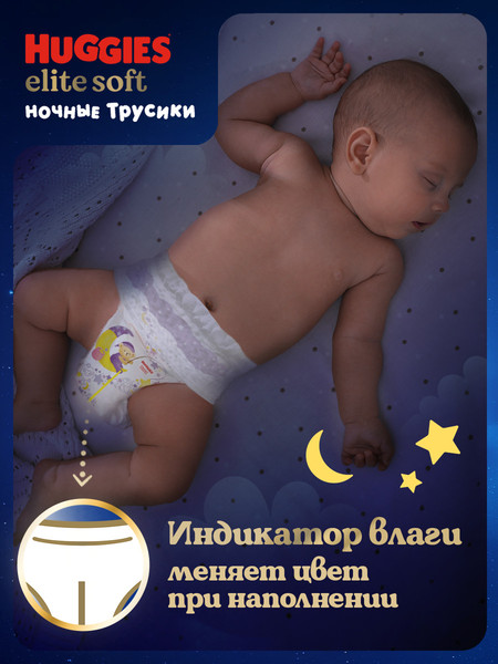 Изображение товара Подгузники-трусики детские Huggies Elite Soft Overnites 4 (19шт)