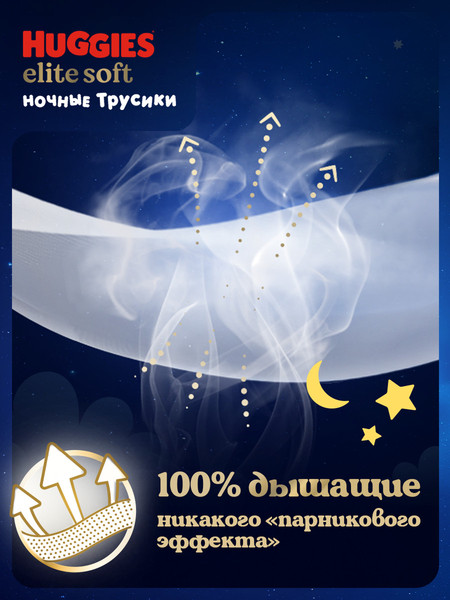 Изображение товара Подгузники-трусики детские Huggies Elite Soft Overnites 5 (17шт)