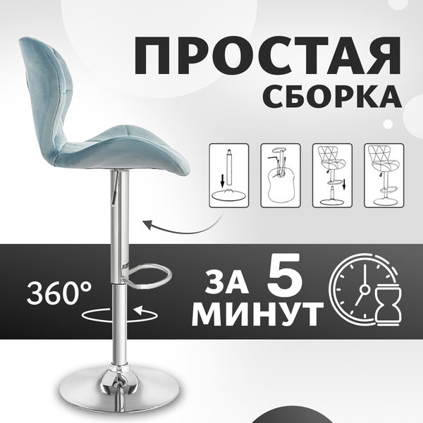 Изображение товара Стул барный Mio Tesoro Грация BS-035 (G062-43 бледно-голубой)