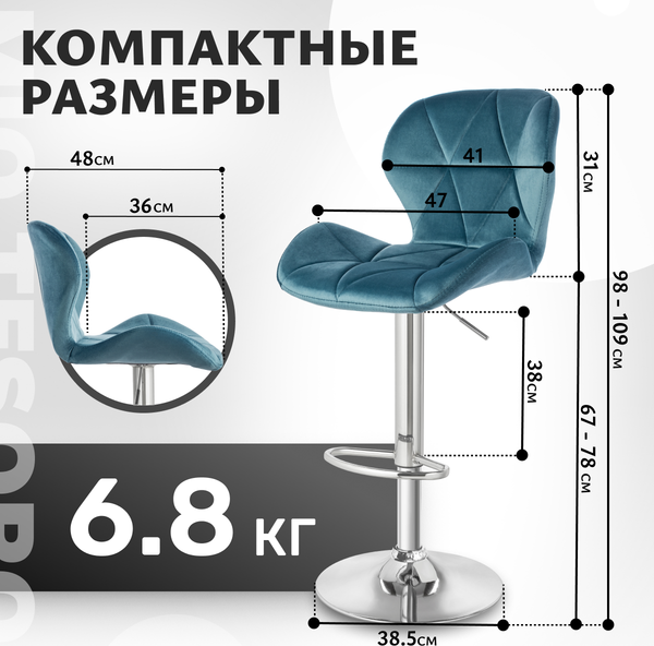 Изображение товара Стул барный Mio Tesoro Грация BS-035 (G062-45 синий)