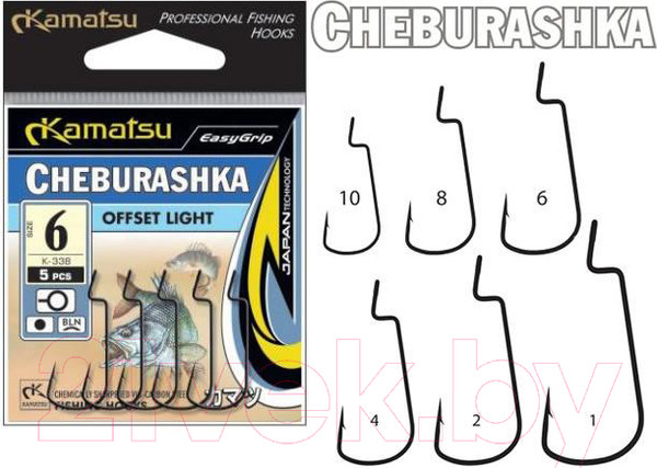 Изображение товара Набор крючков рыболовных KAMATSU Cheburashka Offset Light K-338 № 04 / 518100304 (5шт)