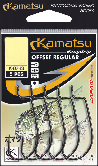 Изображение товара Набор крючков рыболовных KAMATSU Offset Regular K-0743 № 02 / 516300302 (5шт)