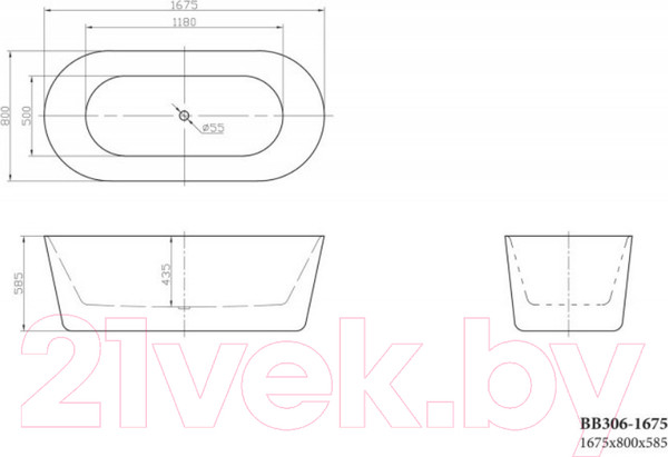 Изображение товара Ванна акриловая BelBagno BB306-1675