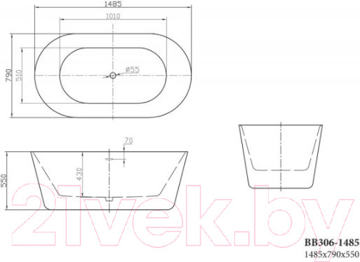Изображение товара Ванна акриловая BelBagno BB306-1485