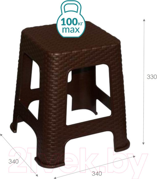 Изображение товара Табурет пластиковый Violet Ротанг / 220101 (коричневый)